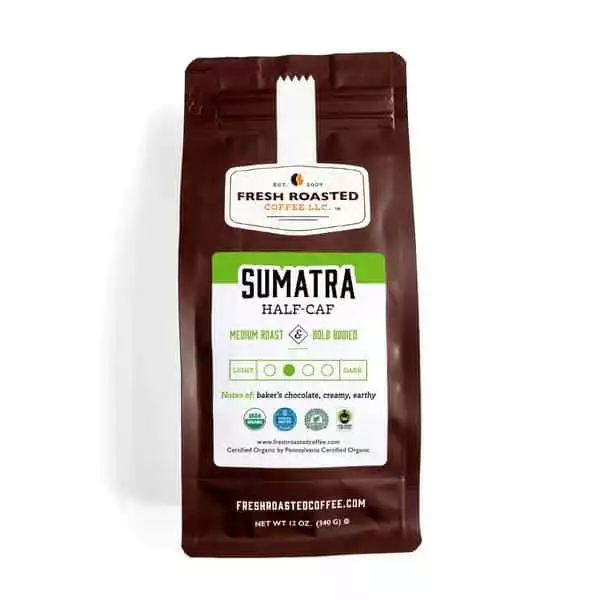 Organic Sumatra Swiss Water Half Caffeine | Fresh Roasted Coffee