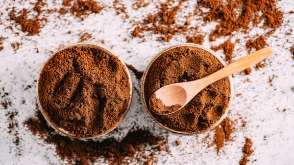 spoons of ground coffee