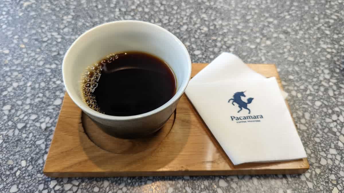 Black pour over coffee