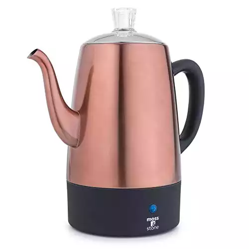 Moss & Stone Electric Percolator Copper Body with Stainless Steel Lid