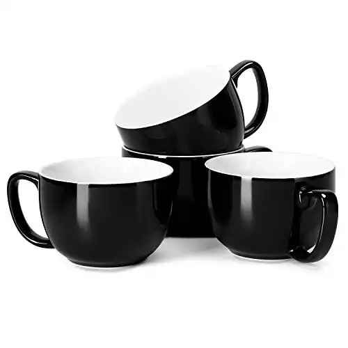 Teocera Porcelain Jumbo Mugs with Handle - 16 oz Set of 4