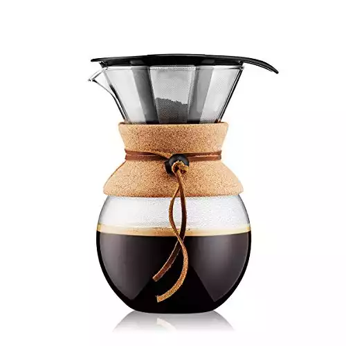 Bodum Pour Over Coffee Maker with Permanent Filter, 34 Ounce, 1 Liter
