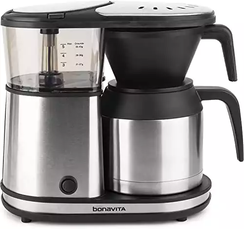 Bonavita 5 Cup Coffee Brewer with Thermal Carafe One-Touch Pour Over Brewing, BV1500TS, Stainless Steel