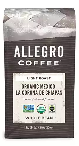 Allegro Coffee Organic Mexican Light Roast Whole Bean Coffee, 12 oz
