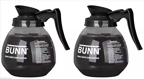 BUNN Glass Coffee Decanter/Carafe, Regular, 12 cup Capacity, Black, Set of 2
