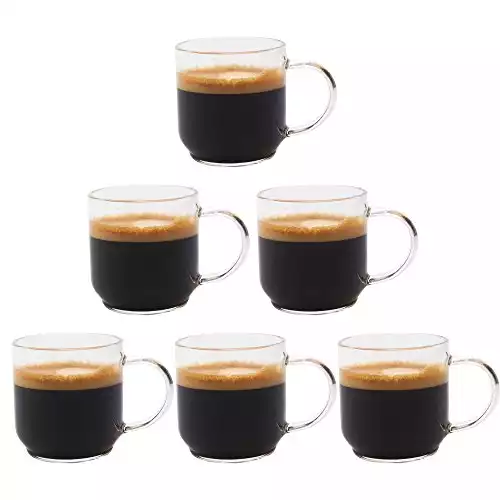 Zenco Living Espresso Cups (4 Ounce) with Large Handle, Set of 6