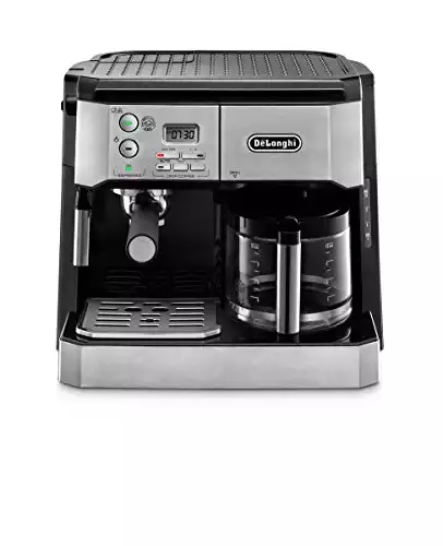 DeLonghi Combination Pump Espresso and 10-Cup Drip Coffee Machine with Frothing Wand