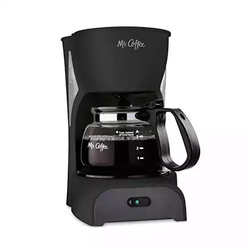 Mr. Coffee Simple Brew Coffee Maker|4 Cup Coffee Machine|Drip Coffee Maker, Black