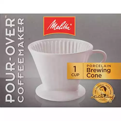 Melitta #2 Porcelain Single-Cup Pour Over Coffee Brewer, White