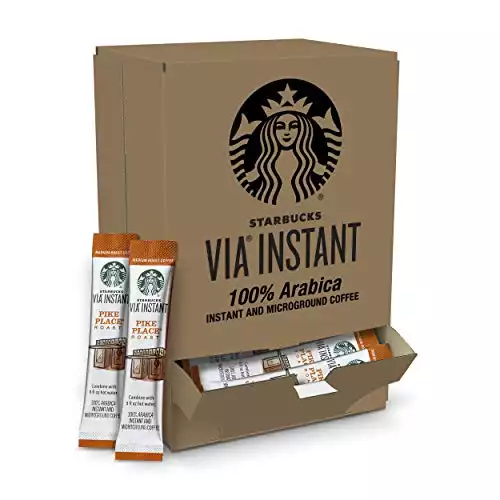 Starbucks VIA Instant Coffee Medium Roast Packets — Pike Place Roast — 1 box (50 packets)