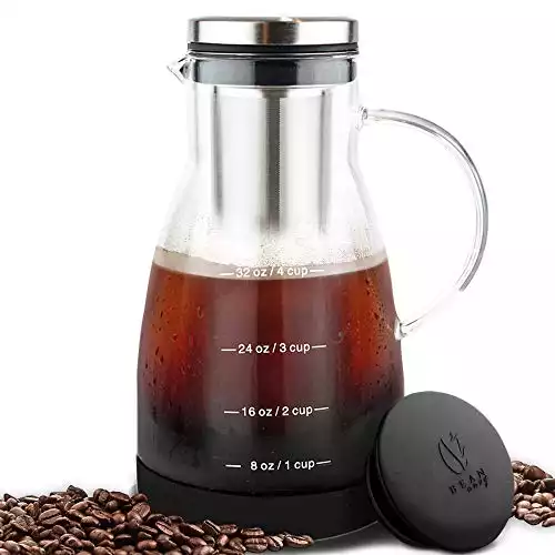 Bean Envy Cold Brewer - 32 oz - Premium Glass & Silicone Base