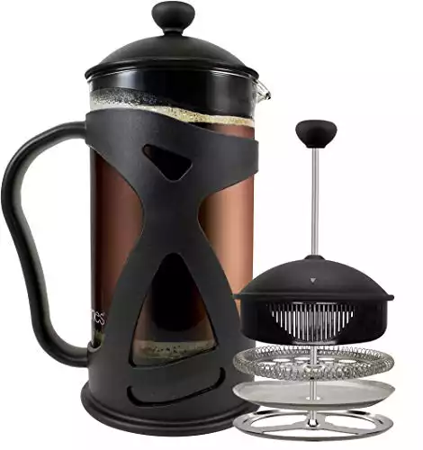 KONA French Press Coffee Maker With Reusable Stainless Steel Filter