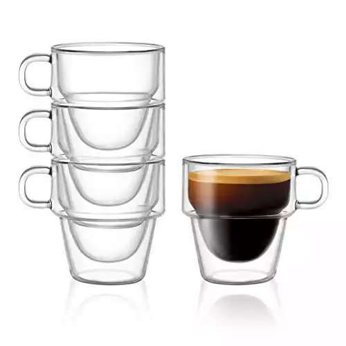 Stoiva Double Wall Stackable Insulated Borosilicate Glass Cups – 5 oz. (150 ml)