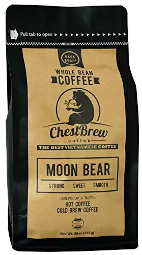 Chestbrew Whole Bean, Strong Dark Roast Vietnamese Coffee - 20 Ounce Bag
