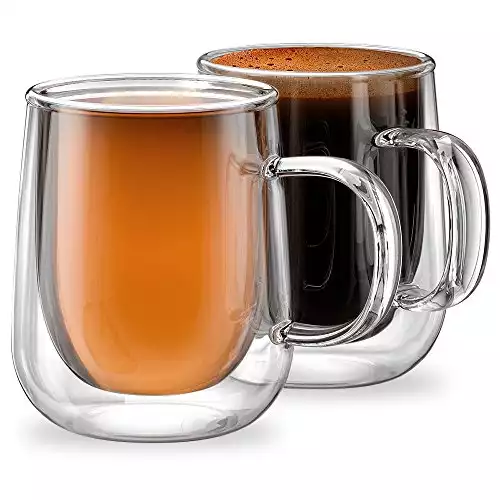 Stone & Mill Double Walled Glass Coffee Mugs (Set of 2)