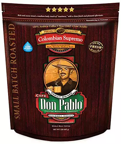 2LB Don Pablo Colombian Supremo  Medium-Dark Roast, Low Acid