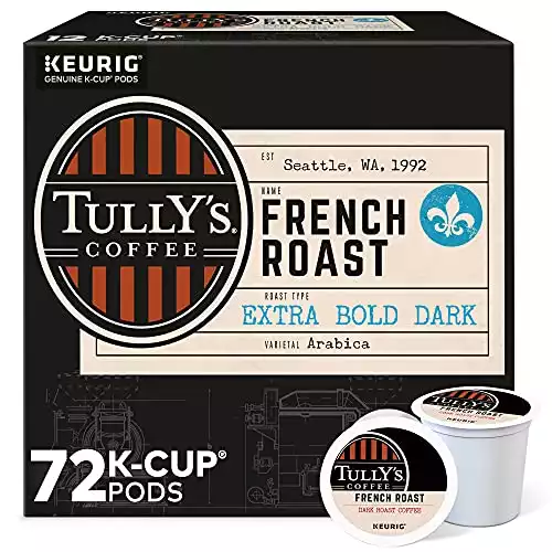Tully's Coffee, French Roast, Single-Serve Keurig K-Cup Pods, 72 Count