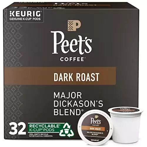 Peet's Coffee Major Dickason's Blend, Dark Roast,K-Cup, 32 ct